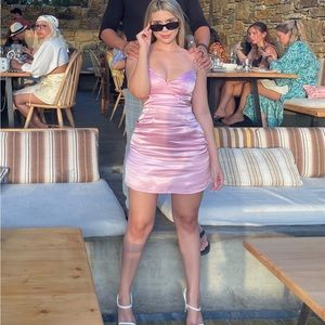 Bershka - Satin cutouts pink dress